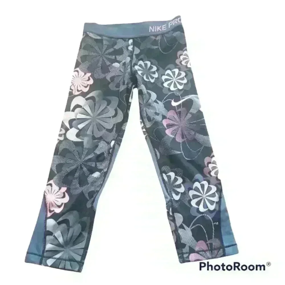Nike Pro Big Girls Floral Leggings L